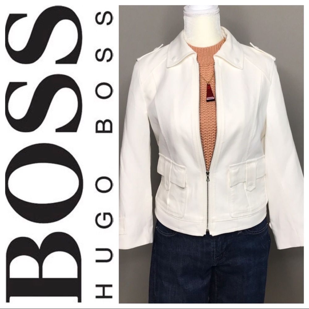 Hugo Boss White Linen Blazer Jacket Size 8
